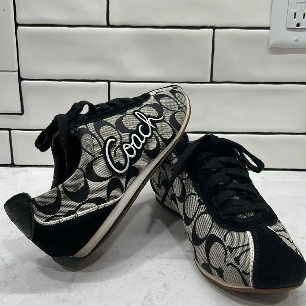 Coach Devin Black Signature Suede Canvas Embroidered Sneakers 8.5 - Picture 16 of 16
